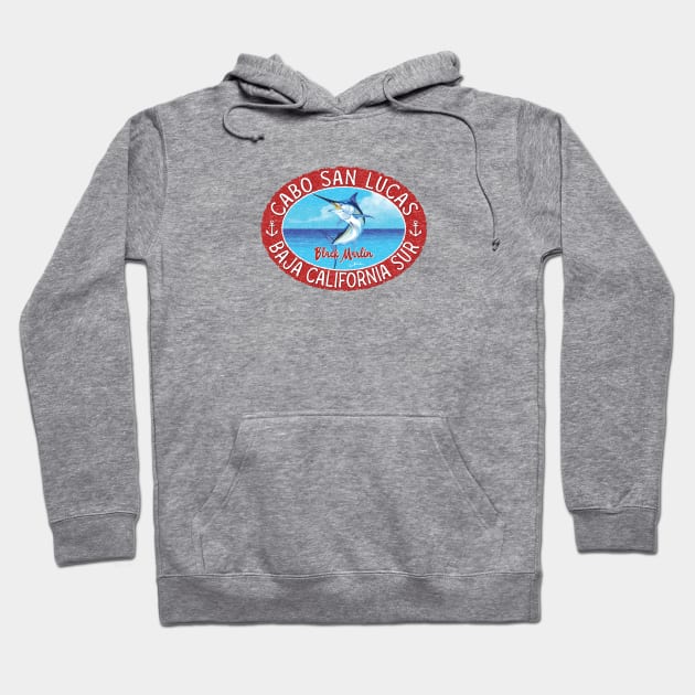 Cabo San Lucas, Baja California Sur, Black Marlin Hoodie by jcombs